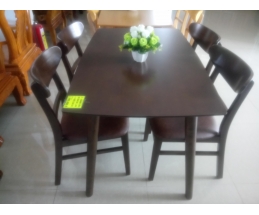 BỘ BÀN ĂN 1.2M 4 GHẾ (GỖ CAO SU) SƠN NÂU