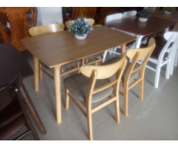 BỘ BÀN ĂN 1.2M 4 GHẾ (GỖ CAO SU) SƠN MÀU TỰ NHIÊN