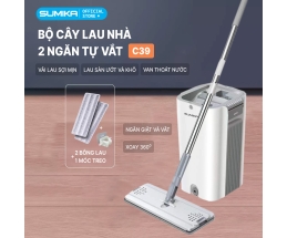 Bộ cây lau nhà SUMIKA C39, thùng lau nhà 2 ngăn tự vắt